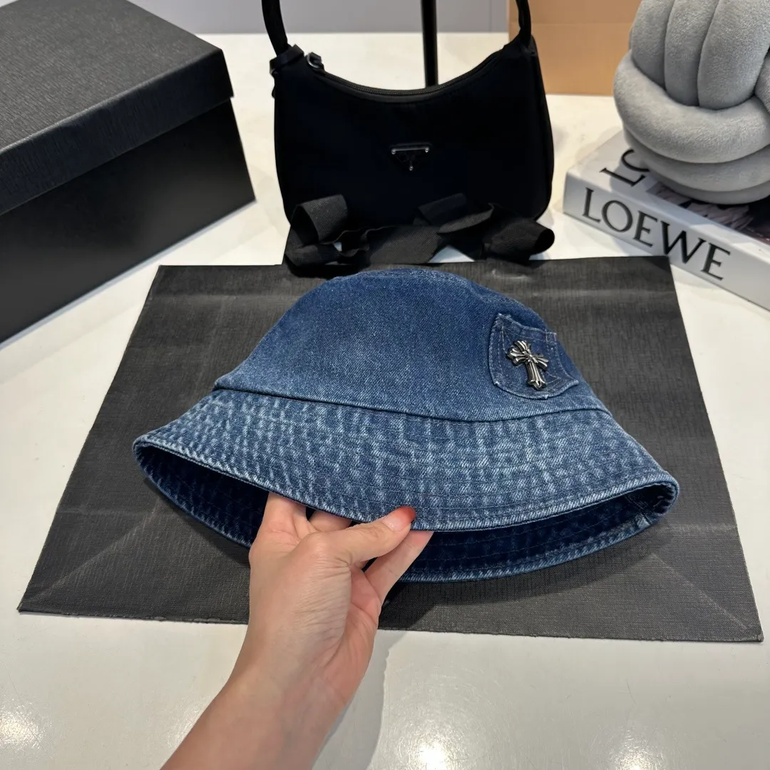 P70 Croxin spring and summer new denim fisherman hat, retro old street style, washed and torn edges, perfect for taking photos👑